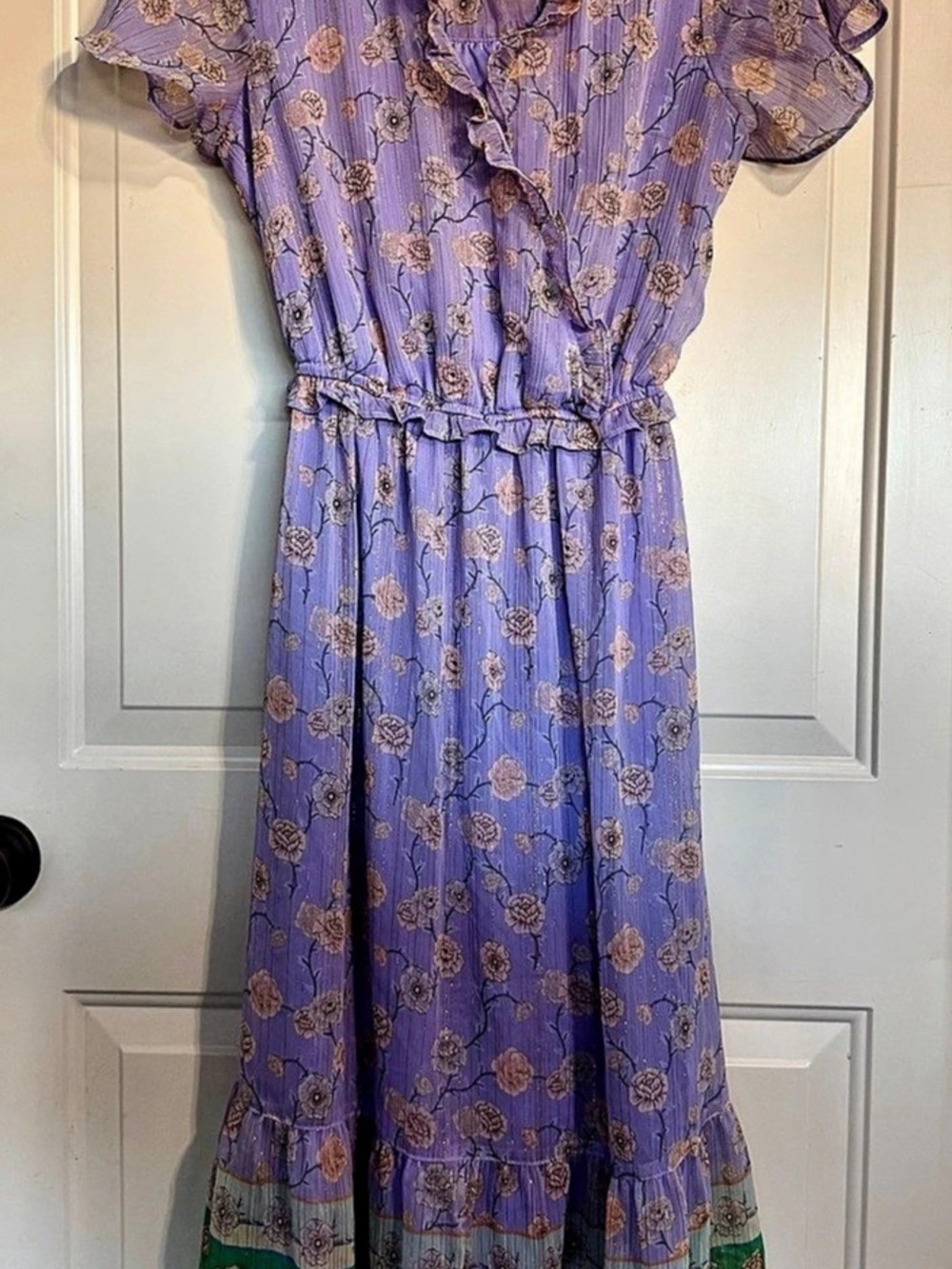 LC Lauren Conrad Floral Maxi Dress XS Lavender Purple Ruffle